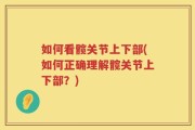 如何看髋关节上下部(如何正确理解髋关节上下部？)