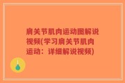 肩关节肌肉运动图解说视频(学习肩关节肌肉运动：详细解说视频)