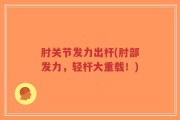 肘关节发力出杆(肘部发力，轻杆大重载！)