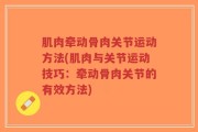 肌肉牵动骨肉关节运动方法(肌肉与关节运动技巧：牵动骨肉关节的有效方法)