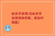 趾关节渗液(足趾关节出现液体积聚，需及时就医)