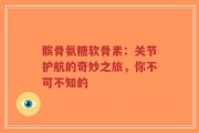 髌骨氨糖软骨素：关节护航的奇妙之旅，你不可不知的