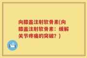 向膝盖注射软骨素(向膝盖注射软骨素：缓解关节疼痛的突破？)