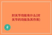 肘关节功能有什么(肘关节的功能及其作用)