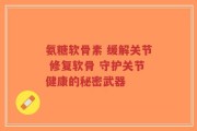 氨糖软骨素 缓解关节 修复软骨 守护关节健康的秘密武器