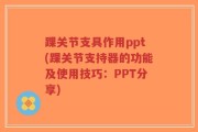 踝关节支具作用ppt(踝关节支持器的功能及使用技巧：PPT分享)