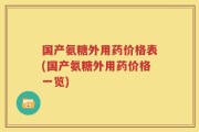 国产氨糖外用药价格表(国产氨糖外用药价格一览)
