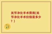 关节净化手术费用(关节净化手术价格是多少？)