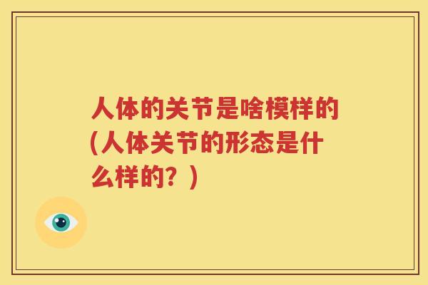 人体的关节是啥模样的(人体关节的形态是什么样的?) 人体的关节是啥模样的(人体关节的形态是什么样的?)