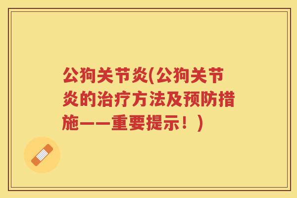 公狗(公狗的方法及措施——重要提示！)