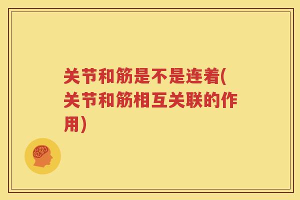 关节和筋是不是连着(关节和筋相互关联的作用) 关节和筋是不是连着(关节和筋相互关联的作用)