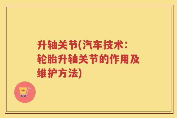 升轴关节(汽车技术：轮胎升轴关节的作用及维护方法)