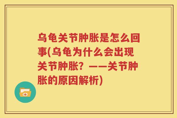乌龟关节是怎么回事(乌龟为什么会出现关节？——关节的原因解析)