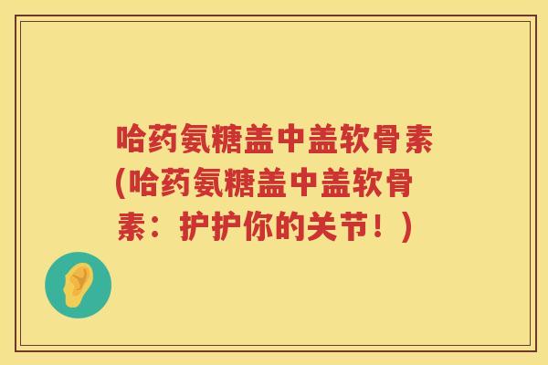 哈药氨糖盖中盖软骨素(哈药氨糖盖中盖软骨素：护护你的关节！)