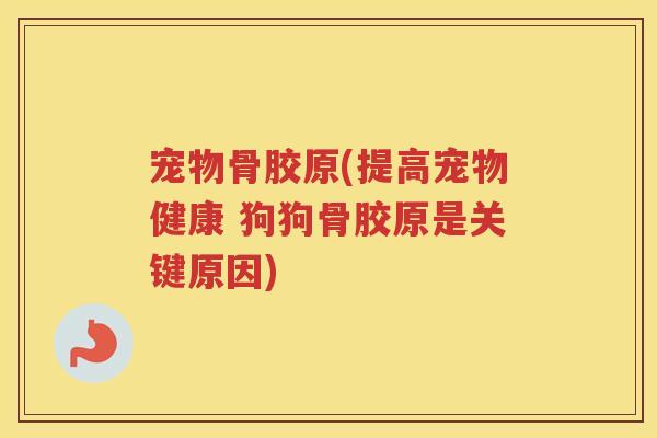 宠物骨胶原(提高宠物健康 狗狗骨胶原是关键原因)