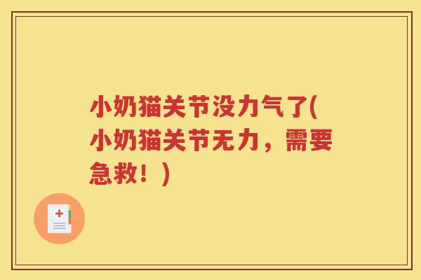小奶猫关节没力气了(小奶猫关节无力,需要急救!) 小奶猫关节没力气了(小奶猫关节无力,需要急救!)