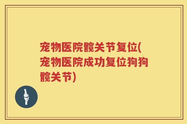宠物医院髋关节复位(宠物医院成功复位狗狗髋关节)