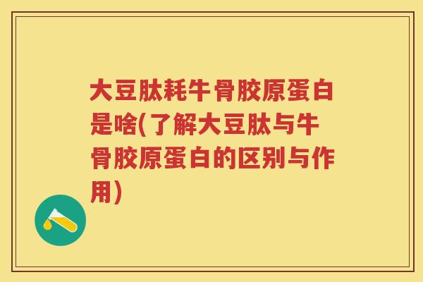 大豆肽耗牛骨胶原蛋白是啥(了解大豆肽与牛骨胶原蛋白的区别与作用)