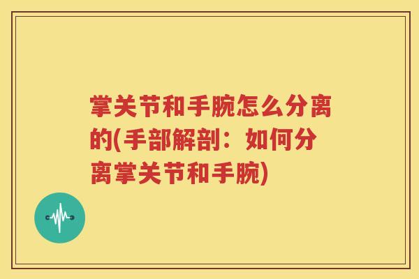 掌关节和手腕怎么分离的(手部解剖:如何分离掌关节和手腕) 掌关节和手腕怎么分离的(手部解剖:如何分离掌关节和手腕)