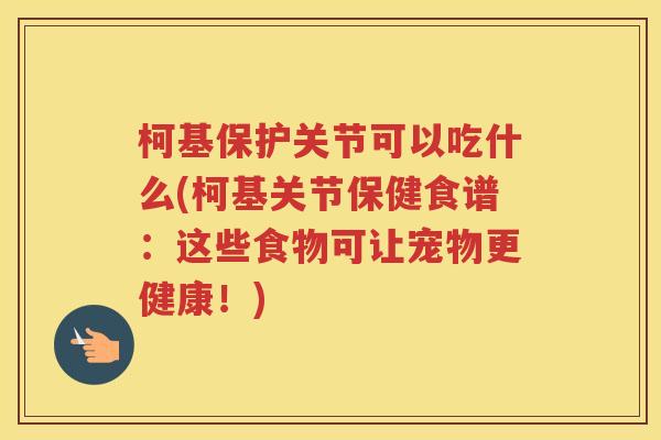 柯基保护关节可以吃什么(柯基关节保健食谱:这些食物可让宠物更健康!) 柯基保护关节可以吃什么(柯基关节保健食谱:这些食物可让宠物更健康!)