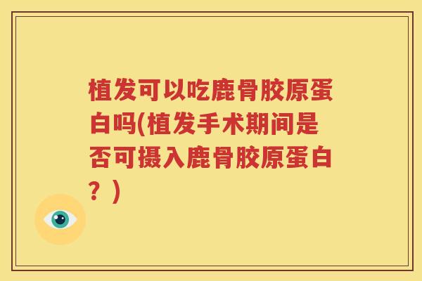 植发可以吃鹿骨胶原蛋白吗(植发手术期间是否可摄入鹿骨胶原蛋白？)
