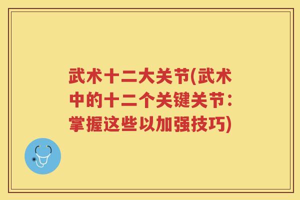 武术十二大关节(武术中的十二个关键关节：掌握这些以加强技巧)