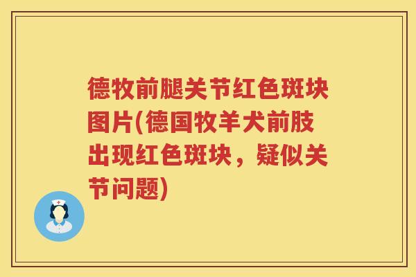 德牧前腿关节红色斑块图片(德国牧羊犬前肢出现红色斑块,疑似关节问题) 德牧前腿关节红色斑块图片(德国牧羊犬前肢出现红色斑块,疑似关节问题)