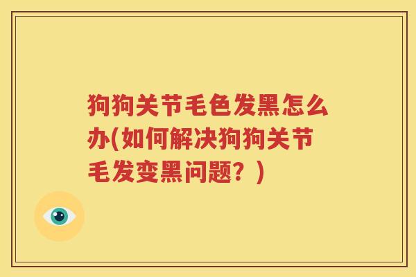狗狗关节毛色发黑怎么办(如何解决狗狗关节毛发变黑问题?) 狗狗关节毛色发黑怎么办(如何解决狗狗关节毛发变黑问题?)