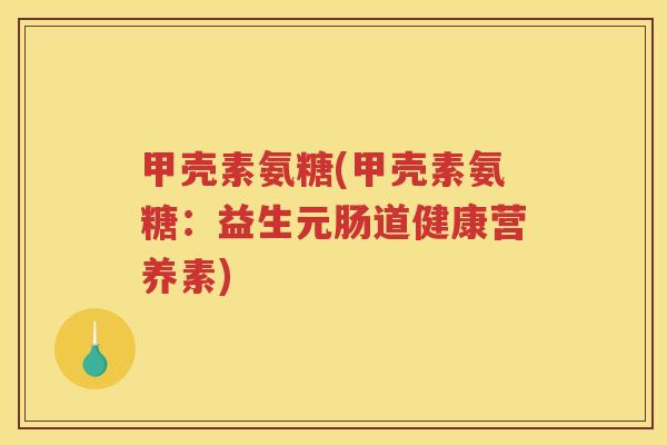 甲壳素氨糖(甲壳素氨糖：益生元肠道健康营养素)