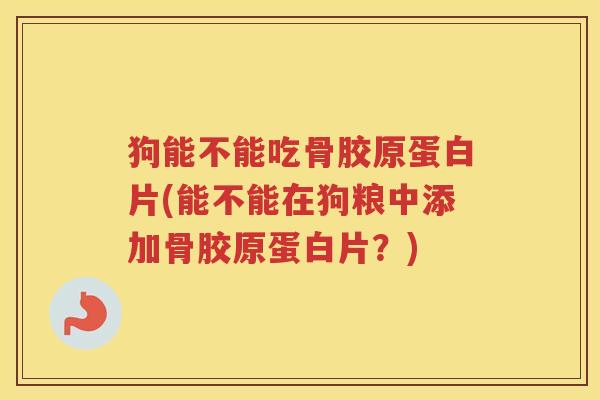 狗能不能吃骨胶原蛋白片(能不能在狗粮中添加骨胶原蛋白片？)