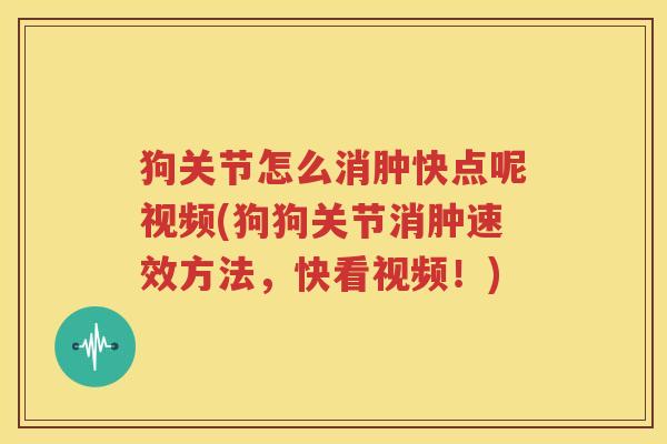 狗关节怎么消肿快点呢视频(狗狗关节消肿速效方法,快看视频!) 狗关节怎么消肿快点呢视频(狗狗关节消肿速效方法,快看视频!)
