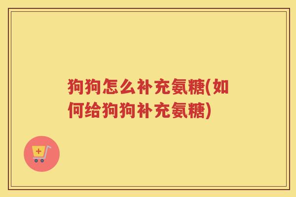 狗狗怎么补充氨糖(如何给狗狗补充氨糖)
