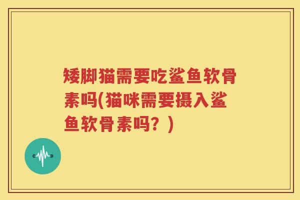 矮脚猫需要吃鲨鱼软骨素吗(猫咪需要摄入鲨鱼软骨素吗？)
