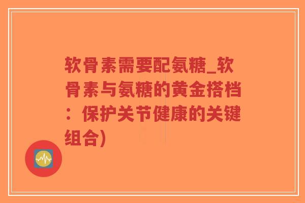 软骨素需要配氨糖_软骨素与氨糖的黄金搭档：保护关节健康的关键组合)