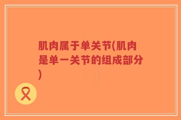 肌肉属于单关节(肌肉是单一关节的组成部分)
