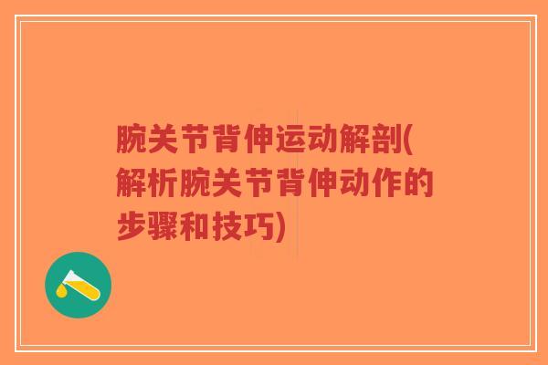 腕关节背伸运动解剖(解析腕关节背伸动作的步骤和技巧) 腕关节背伸运动解剖(解析腕关节背伸动作的步骤和技巧)