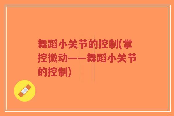 舞蹈小关节的控制(掌控微动——舞蹈小关节的控制)