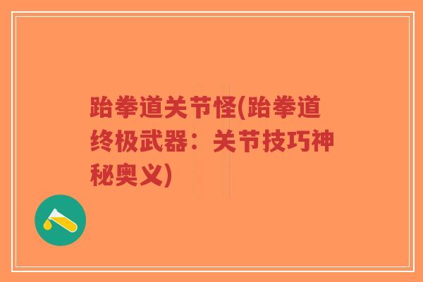 跆拳道关节怪(跆拳道终极武器：关节技巧神秘奥义)