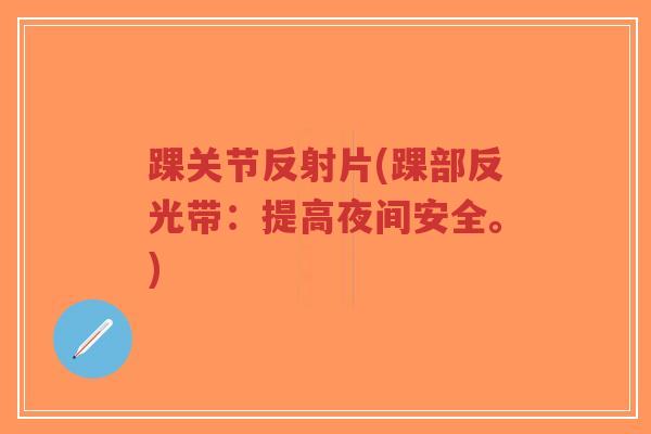 踝关节反射片(踝部反光带:提高夜间安全。) 踝关节反射片(踝部反光带:提高夜间安全。)