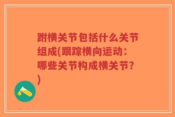 跗横关节包括什么关节组成(跟踪横向运动:哪些关节构成横关节?) 跗横关节包括什么关节组成(跟踪横向运动:哪些关节构成横关节?)