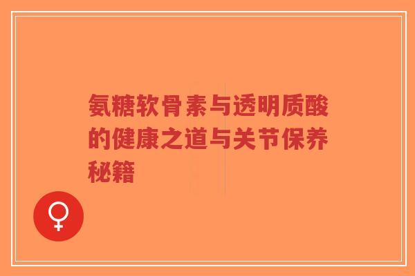 氨糖软骨素与透明质酸的健康之道与关节保养秘籍
