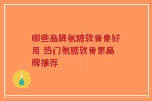 哪些品牌氨糖软骨素好用 热门氨糖软骨素品牌推荐 哪些品牌氨糖软骨素好用 热门氨糖软骨素品牌推荐