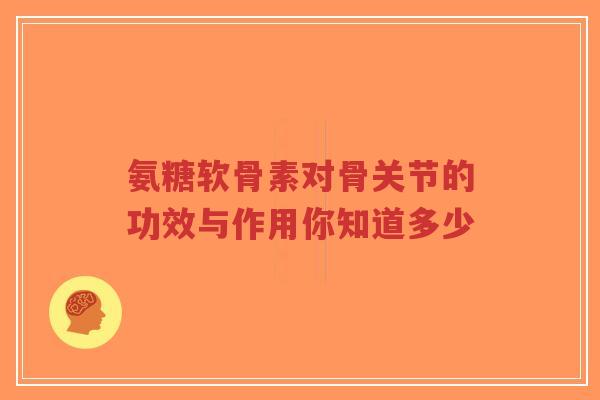 氨糖软骨素对骨关节的功效与作用你知道多少