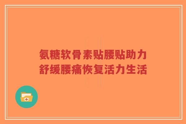 氨糖软骨素贴腰贴助力舒缓腰痛恢复活力生活