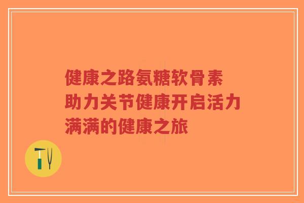 健康之路氨糖软骨素 助力关节健康开启活力满满的健康之旅