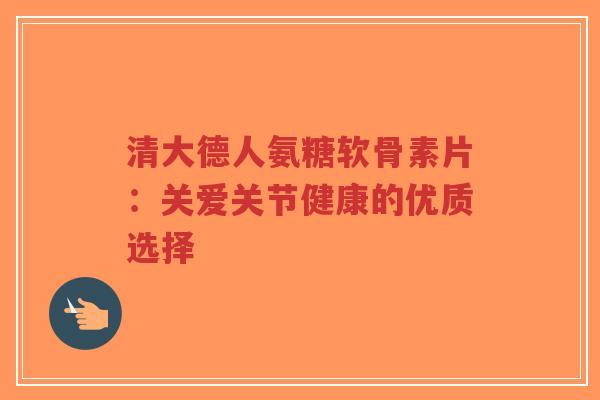 清大德人氨糖软骨素片：关爱关节健康的优质选择