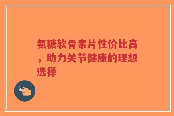 氨糖软骨素片性价比高，助力关节健康的理想选择