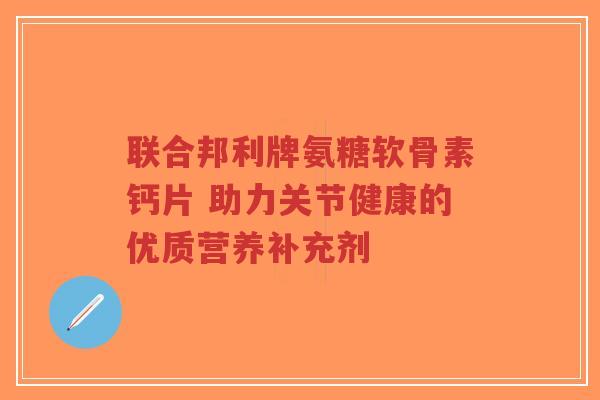 联合邦利牌氨糖软骨素钙片 助力关节健康的优质营养补充剂
