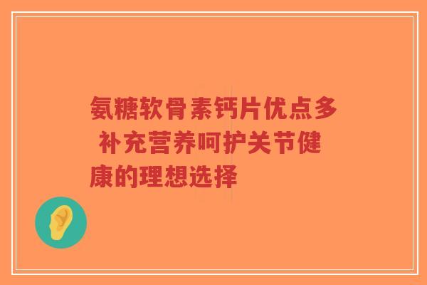 氨糖软骨素钙片优点多 补充营养呵护关节健康的理想选择
