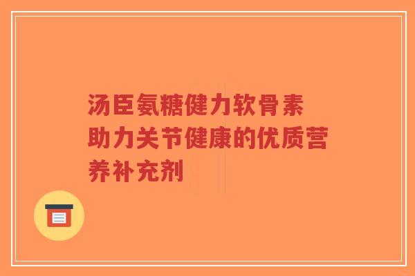 汤臣氨糖健力软骨素 助力关节健康的优质营养补充剂